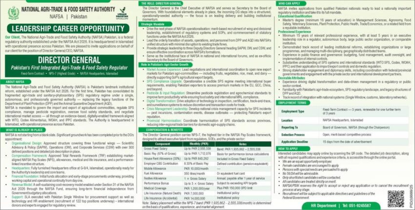 National Agri-Trade & Food Safety Authority (NAFSA) Pakistan Jobs 2026