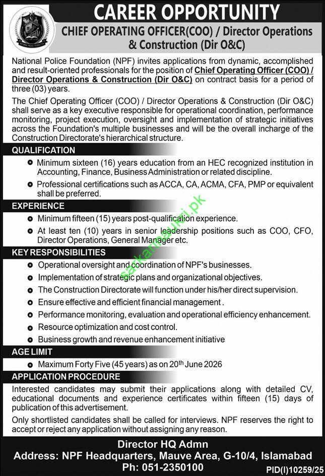 National Police Foundation NPF Jobs 2026 – Apply for Chief Operating Officer (COO)
