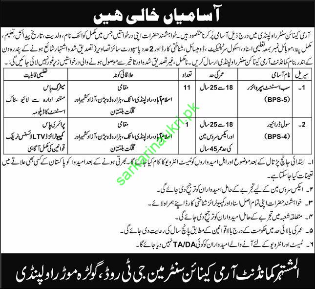 Army Canine Centre Rawalpindi Jobs 2026 – Sub Assistant Supervisor & Civil Driver