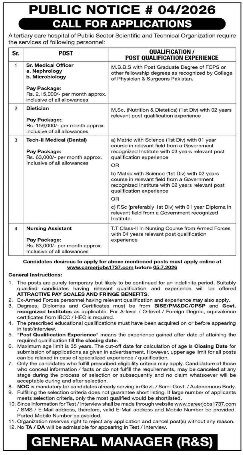 Careerjobs1737 Medical Officers, Dieticians & Nursing Vacancies 2026