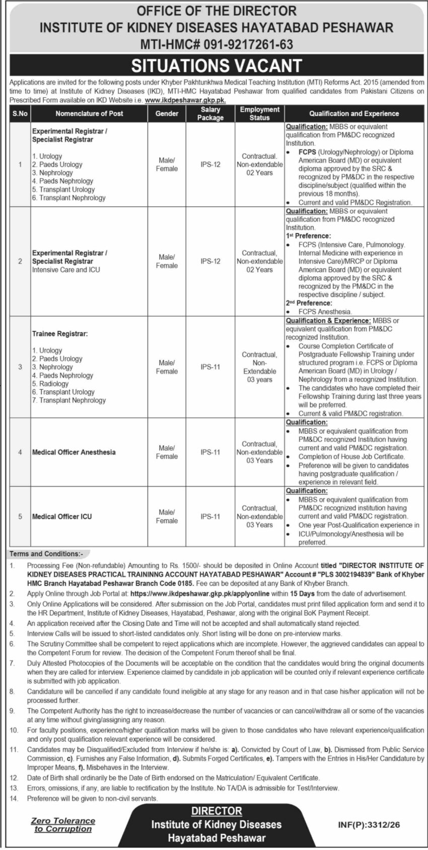 Institute of Kidney Diseases Hayatabad Peshawar Jobs 2026 | IKDHP new Jobs