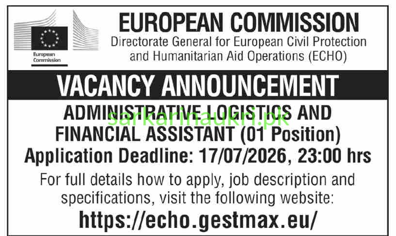 European Commission (ECHO) Jobs 2026 – Administrative Logistics and Financial Assistant Required