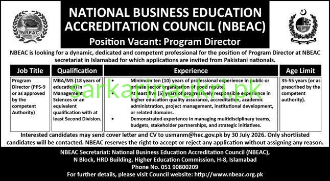 NBEAC HEC Islamabad Jobs 2026 – Apply Online for Program Director