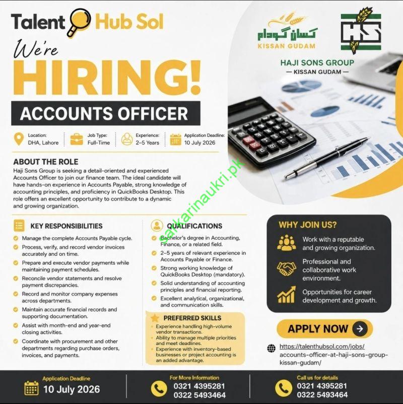 Talent Hub Sol Jobs 2026 – Accounts Officer at Haji Sons Group & Subject Lead at STEP Schools, Lahore