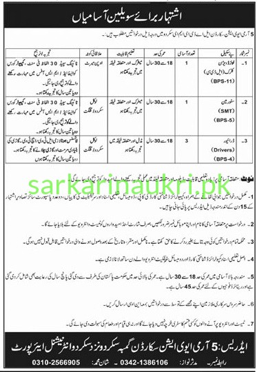 5 Army Aviation Squadron Skardu Jobs 2026 | Civilian Staff Recruitment