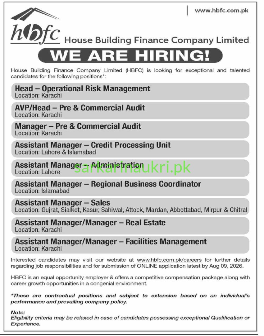House Building Finance Company HBFC Jobs 2026 Online Apply – Latest Positions