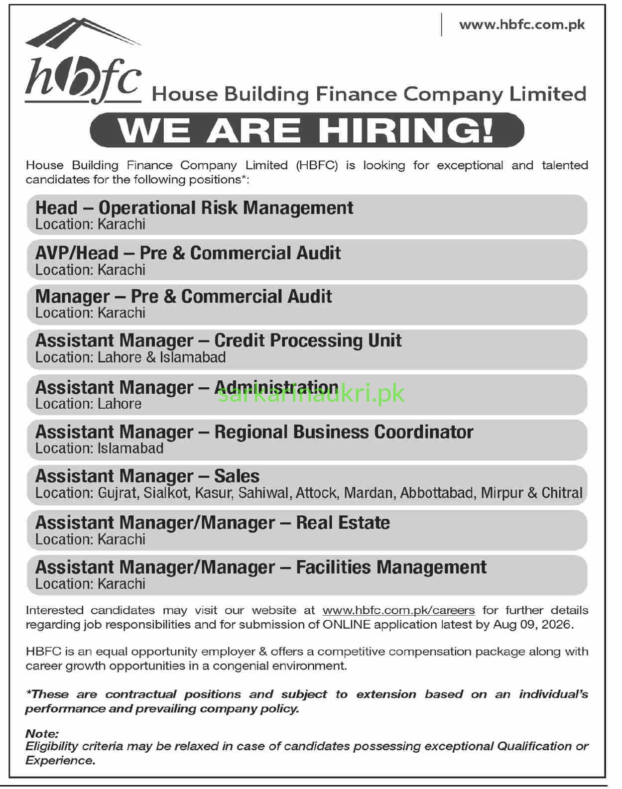 House Building Finance Company HBFC Jobs 2026 Online Apply – Latest Positions
