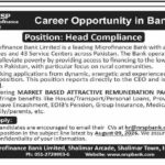 NRSP Microfinance Bank Job 2026: Head Compliance – Apply Online