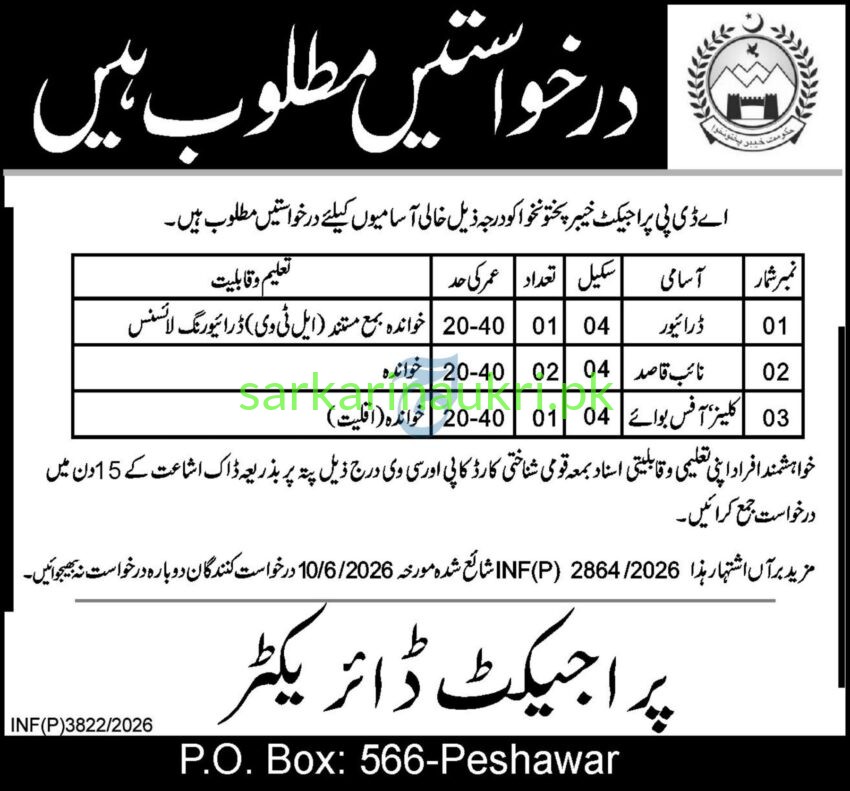 Government of Khyber Pakhtunkhwa | ADP Project | Jobs 2026 | Applications Required