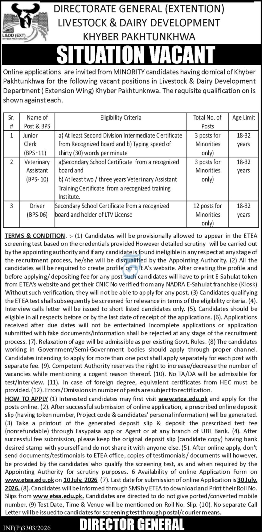 ETEA Livestock and Dairy Development KPK Jobs 2026