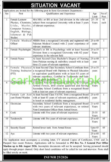 Situation Vacant | Semi Government Department | Jobs 2026