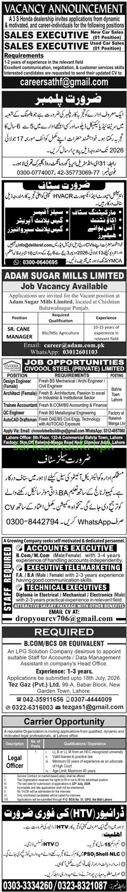 Multiple Private Sector Job Openings in Pakistan – July 2026 Career Opportunities