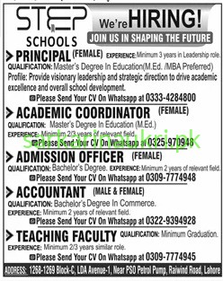 STEP Schools Lahore Jobs 2026 – Latest Teaching & Staff Career Opportunities