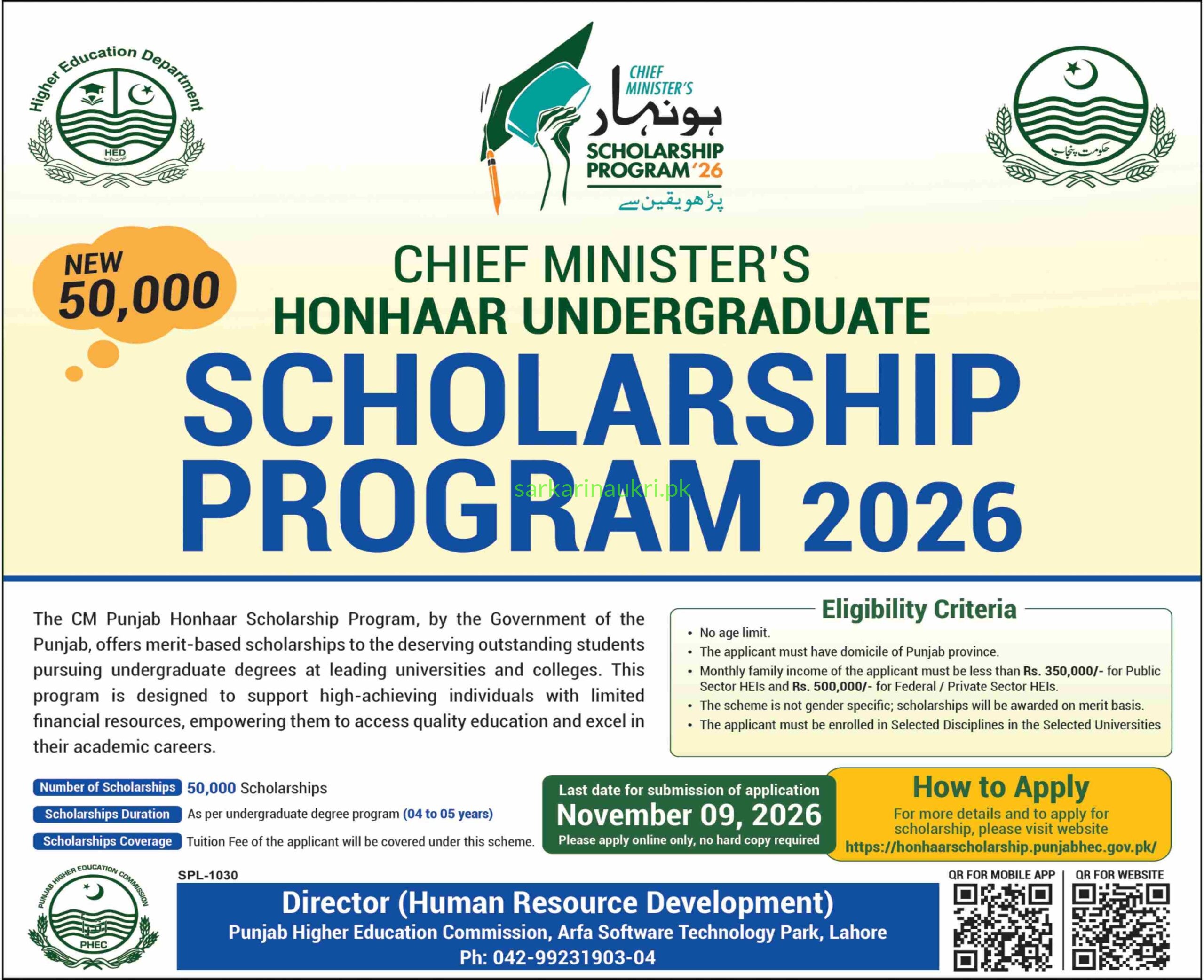 CM Honhaar Scholarship Program 2026: Apply for 50,000 Scholarships