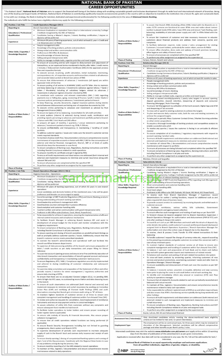 NBP Jobs 2026: National Bank of Pakistan Aitemad Islamic Banking Careers