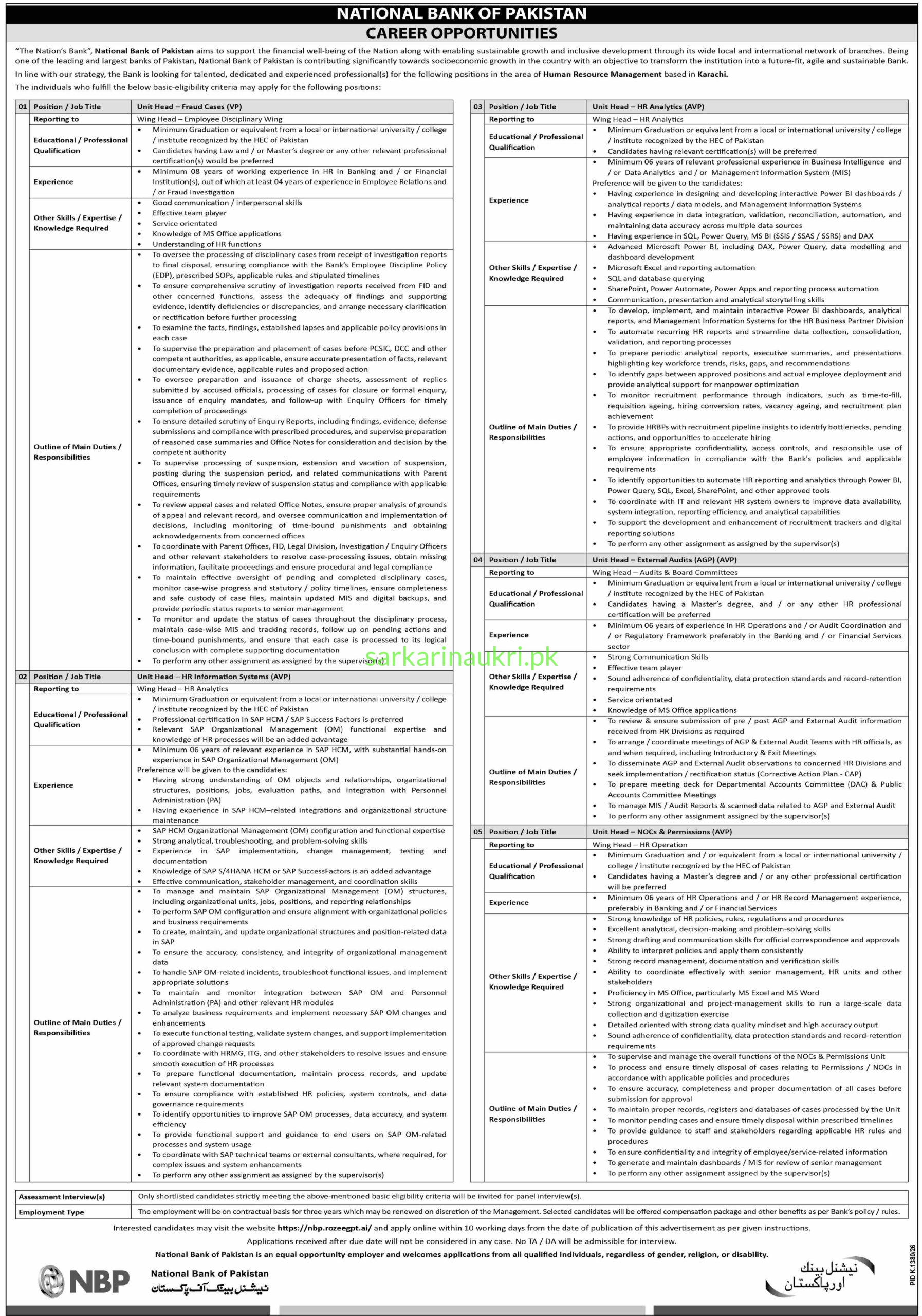 NBP Jobs 2026: National Bank of Pakistan Career Opportunities